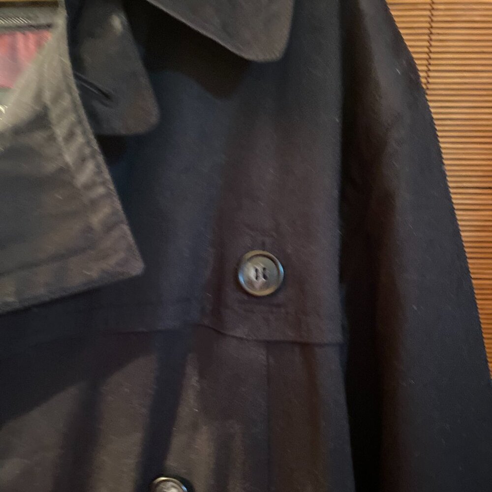 London Fog Black Double Breasted Trench Coat Removable Lining Size 40 - Picture 5 of 8